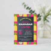 Roze Tropische Hawaiiaanse Luau Party Uitnodiging (Staand voorkant)