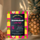 Roze Tropische Hawaiiaanse Luau Party Uitnodiging