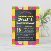 Roze Tropische Hawaiian Luau Sweet 16 Kaart (Staand voorkant)