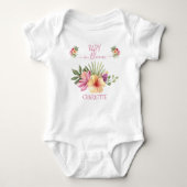 Roze Tropische Hibiscus Bloemen Baby in bloei Romper (Voorkant)
