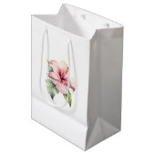 Roze Tropische Hibiscus Bloemige Trouwdag Medium Cadeauzakje (Voorkant Gekanteld)