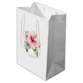 Roze Tropische Hibiscus Bloemige Trouwdag Medium Cadeauzakje (Achterkant Gekanteld)
