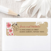 Roze Tropische Hibiscus Chic Wedding Adresetikette Etiket (Insitu)