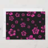 Roze tropische hibiscus Floral Black uitnodiging (Achterkant)