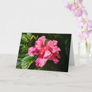 roze tropische hibiscus flower Art Note Kaart