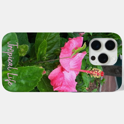 Roze Tropische Hibiscus Flower Camouflaged Lizard Case-Mate iPhone Case (Achterkant (horizontaal))
