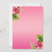 Roze Tropische Hibiscus & Leaves Party Invitations Kaart (Achterkant)