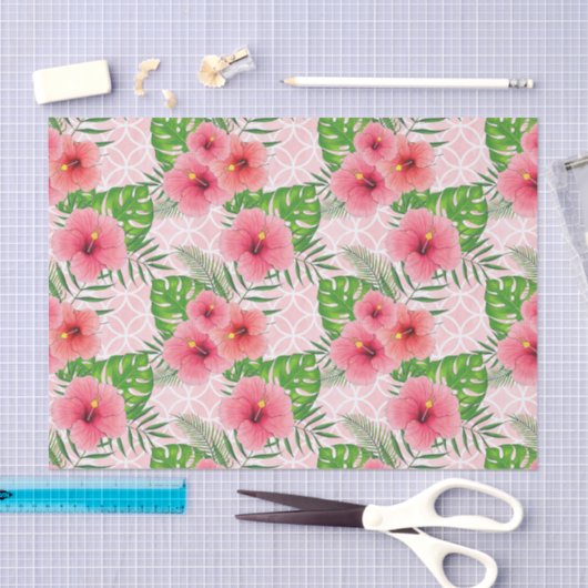 Roze tropische hibiscus tissuepapier (Craft)
