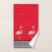 Roze Tropische Kerst Stripe Flamingo Bad Handdoek (Handdoek)