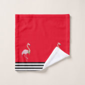 Roze Tropische Kerst Stripe Flamingo Bad Handdoek (Wasdoekje)