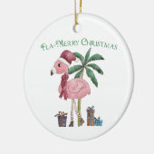 Roze tropische kerstflamingo keramisch ornament (Links)