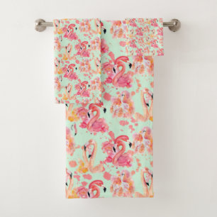 Roze Tropische Kleurrijke Flamingo Bad Handdoek