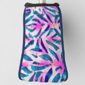 Roze tropische lederen patroon golfheadcover (Draai 90)