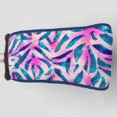 Roze tropische lederen patroon golfheadcover (Voorkant)
