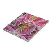 Roze tropische lichtbloemen tegeltje (Zijkant)