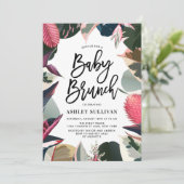 Roze tropische Lijst Baby shower Brunch Kaart (Staand voorkant)