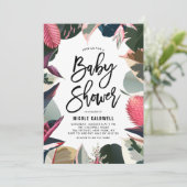 Roze tropische Lijst Baby shower van huisplanten Kaart (Staand voorkant)