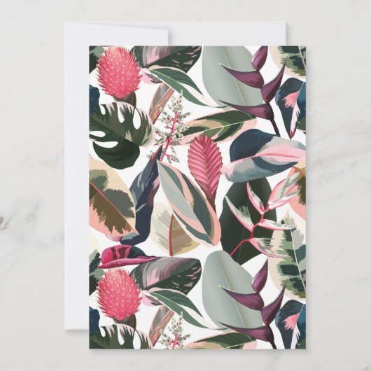 Roze tropische Lijst Baby shower van huisplanten Kaart (Achterkant)
