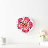 Roze tropische muur ronde klok (Huis)