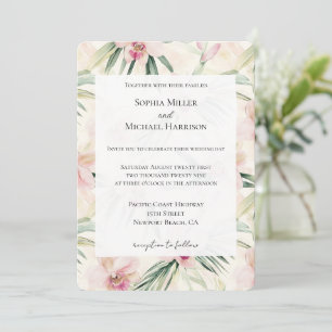  Roze Tropische Orchidee Bloemen Wedding Kaart