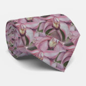 Roze Tropische Orchidee Flowers in Waterverf Stropdas (Opgerold)