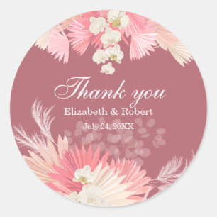 Roze Tropische Orchidee Huwelijk Bedankt Sticker