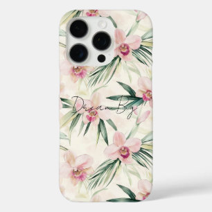  roze tropische orchideeënbloemen iPhone 16 pro hoesje