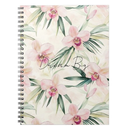  roze tropische orchideeënbloemen notitieboek (Voorkant)