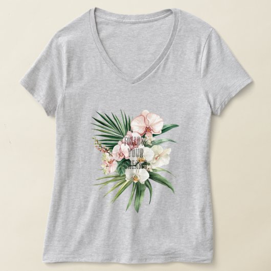roze tropische orchideeënbloemen t-shirt (Laagn)