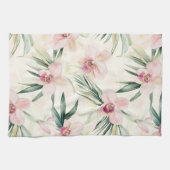  roze tropische orchideeënbloemen theedoek (Horizontaal)