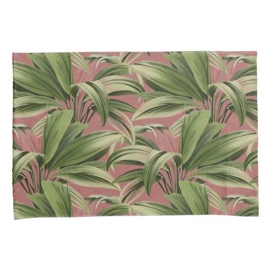 roze tropische palm kussensloop (Voorkant-Rechts)