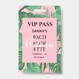 Roze Tropische Palm Meisjesavond VIP Pas Badge