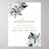 Roze Tropische Palm Pampas Bruiloft Feest Bericht Poster (Voorkant)