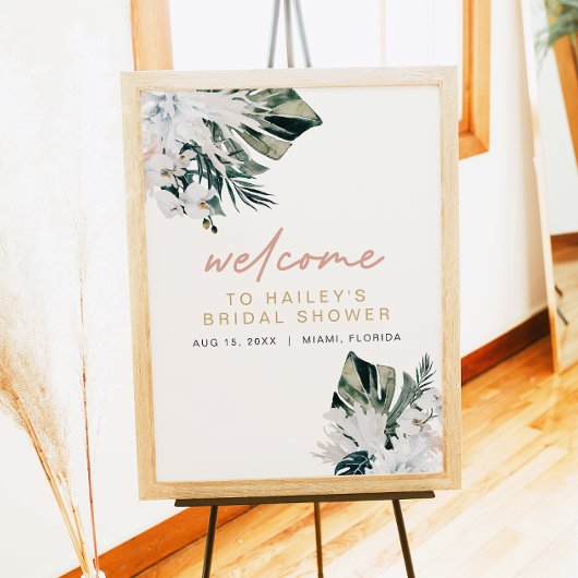 Roze Tropische Palm Pampas Bruiloft Feest Poster