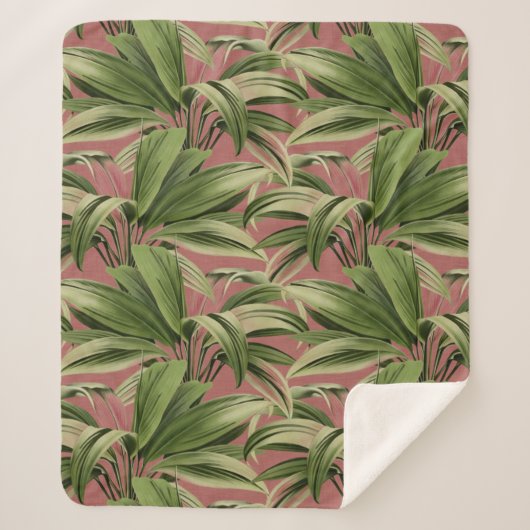 roze tropische palm sherpa deken (Voorkant)