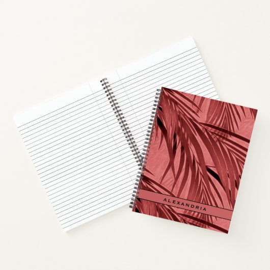 Roze tropische palmbladeren | Aangepaste Jouw naam Notitieboek (Binnen)