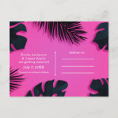 Roze Tropische Palmbladeren Feest Save the Date Aankondigingskaart (Achterkant)