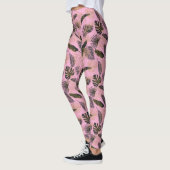 Roze tropische palmbladeren leggings (Links)