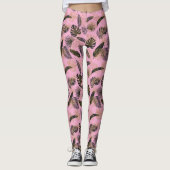 Roze tropische palmbladeren leggings (Voorkant)