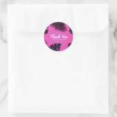 Roze tropische palmbladeren Luau Favor Ronde Sticker (Tas)
