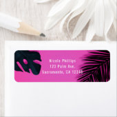 Roze tropische palmbladeren van Luau-uitnodiging Etiket (Insitu)