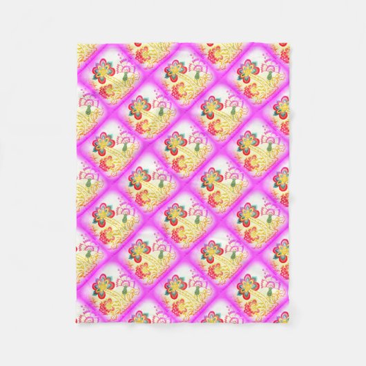 roze tropische palmbomen fleece deken (Voorkant)