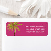 Roze tropische palmboom strand Adresetiketten Etiket (Insitu)