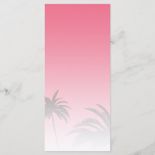 Roze Tropische Palmboom Strand Bruiloft Menu (Achterkant)
