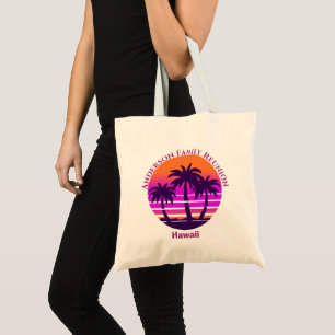 Roze Tropische Palmboom Strand Vakantie Tote Bag