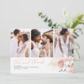 Roze Tropische Pampas Gras Bruiloft Dank u Bedankkaart (Staand voorkant)