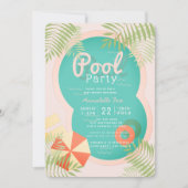 Roze Tropische Pool Party Baby shower Uitnodiging (Voorkant)