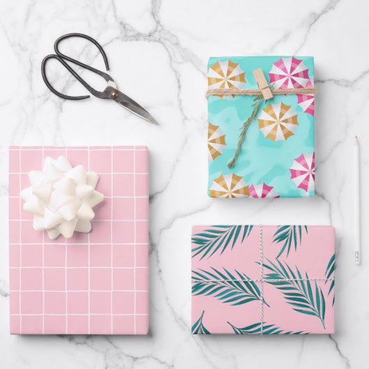 Roze Tropische Pool Party Inpakpapier Vel (Voorkant)