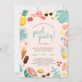 Roze | Tropische pool Watermeloen ananas Kaart (Voorkant)