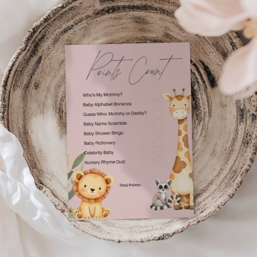 Roze Tropische Safari Dieren Baby shower spel